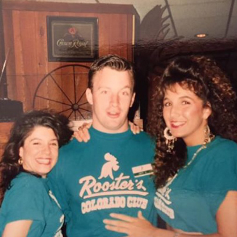 Three people wearing a Rooster's Colorado Club shirt.