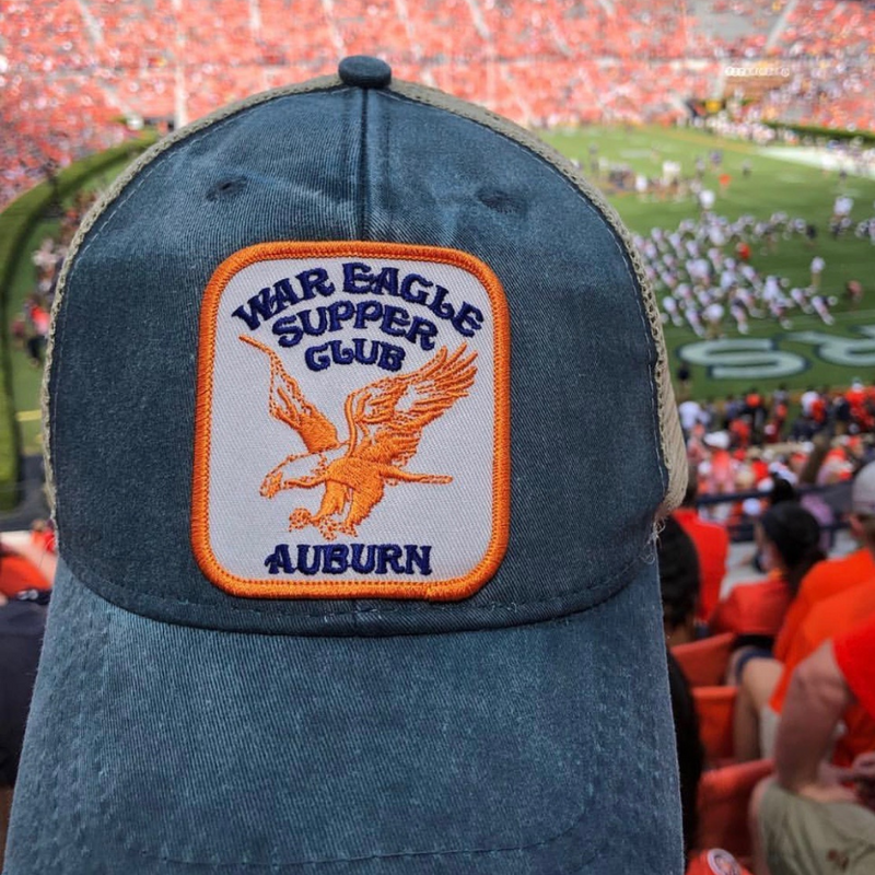 War Eagle Patch Hat overlooking an Auburn football game.